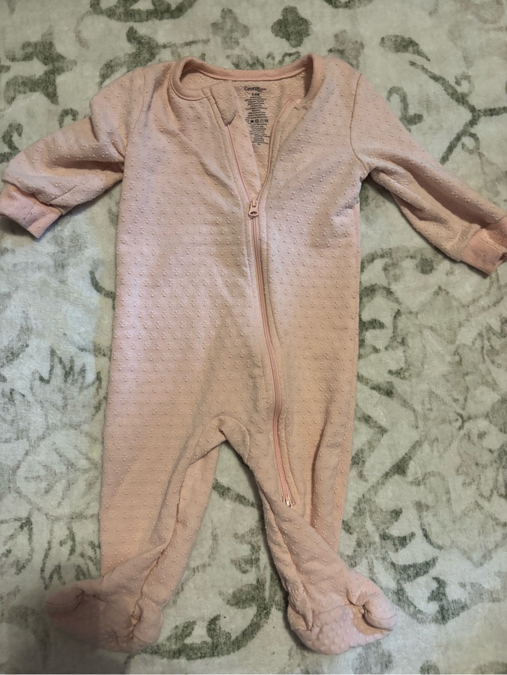 George Light Pink Footed Baby One-Piece Zippered Sleeper